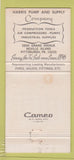 Matchbook Cover - Harris Pump and Supply Pittsburgh PA 30 Strike