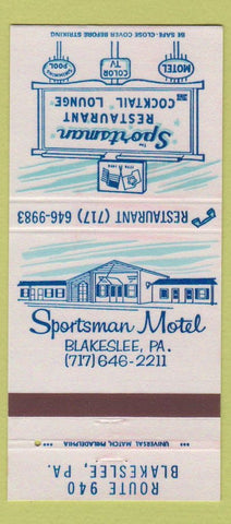 Matchbook Cover - Sportsman Restaurant Blakeslee PA 30 Strike