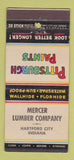 Matchbook Cover - Pittsburgh Paints Mercer Lumber Hartford City IN 30 Stick