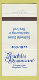 Matchbook Cover - Gaddis Restaurant Ridgefield CT WEAR 30 Strike