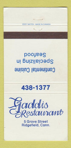 Matchbook Cover - Gaddis Restaurant Ridgefield CT WEAR 30 Strike