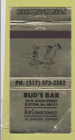 Matchbook Cover - Bud's Bar Elkton MI WORN 30 Strike