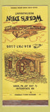 Matchbook Cover - Wolf's Den Restaurant Knox PA WEAR 30 Strike