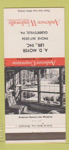 Matchbook Cover - Andersen Windows AD Moyer Gilbertsville PA 30 Strike