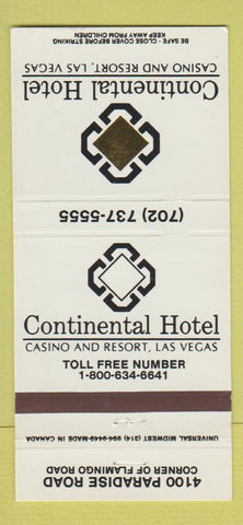 Matchbook Cover - Continental Hotel Casino Las Vegas NV 30 Strike