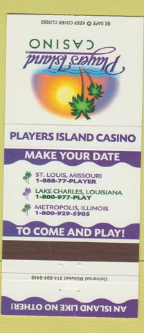 Matchbook Cover - Players Island Casino St Louis MO Lake Charles LA 30 Strike