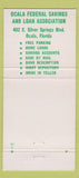 Matchbook Cover - Ocala Federal Savings Loan Ocala FL 30 Strike