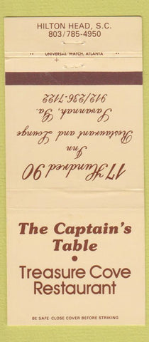 Matchbook Cover - Captain's Table Treasure Cove Hilton Head SC 30 Strike