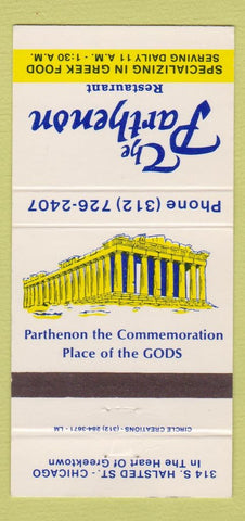 Matchbook Cover - Parthenon Restaurant Chicago IL Greek 30 Strike