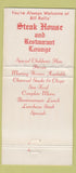 Matchbook Cover - Steak House Restaurant Jacksonville NC WEAR 30 Strike