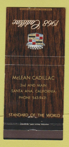 Matchbook Cover - 1968 Cadillac McLean Santa Ana CA 30 Strike