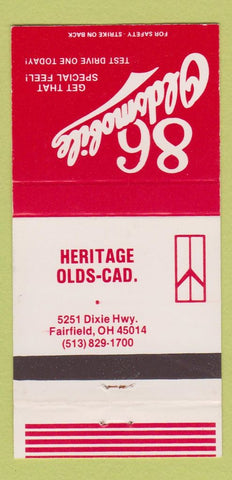 Matchbook Cover - 1986 Oldsmobile Heritage Cadillac Fairfield OH 30 Strike