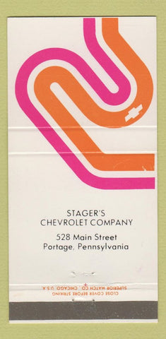 Matchbook Cover - Stager's Chevrolet Portage PA 30 Strike