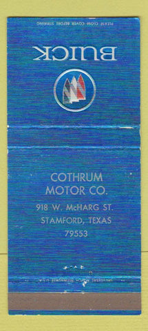 Matchbook Cover - Buick Cothrum Stamford TX 30 Strike