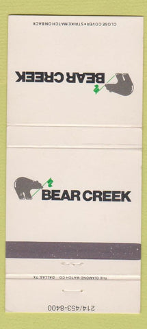 Matchbook Cover - Bear Creek San Antonio TX 30 Strike