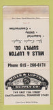Matchbook Cover - Mills Lupton Supply Chattanooga TN WORN 30 Strike