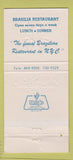 Matchbook Cover - Brasilia Restaurant New York CIty 30 Strike