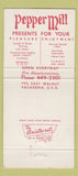 Matchbook Cover - Pepper Mill Pasadena CA 30 Strike