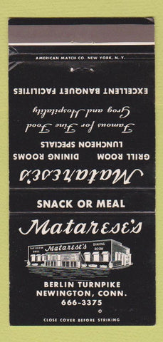 Matchbook Cover - Matarese's Restaurant Newington CT 30 Strike