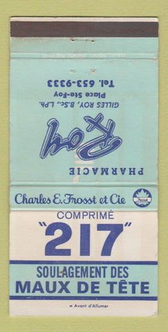 Matchbook Cover - Roy Pharmacy Place Ste Foy QC WEAR 30 Strike