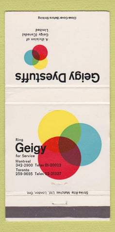 Matchbook Cover - Geigy Dyestuffs Montreal Toronto 30 Strike