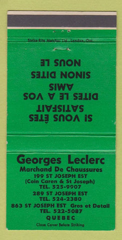 Matchbook Cover - Georges Leclerc Quebec QC 30 Strike