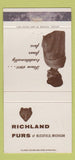 Matchbook Cover - Richland Furs Blissfield MI girlie WEAR 30 Strike
