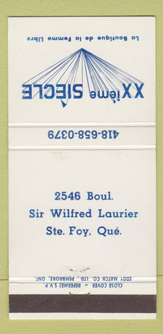 Matchbook Cover - Xxieme Siecle Ste Foy QC 30 Strike