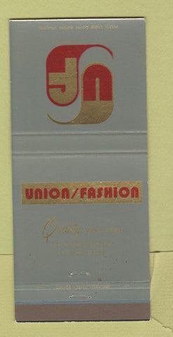 Matchbook Cover - Union Fashion Men's Clothes El Paso TX 30 Strike