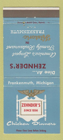 Matchbook Cover - Zehnder's Restaurant Frankenmuth MI 30 Strike