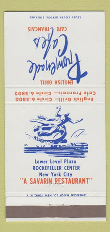 Matchbook Cover - Promenade French Cafes New York City Rockefeller 30 Strike