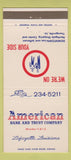 Matchbook Cover - American Bank Trust Lafayette LA 30 Strike