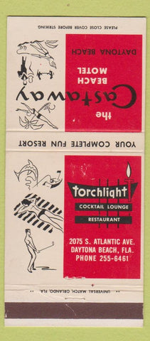 Matchbook Cover - Castaway Beach Motel Daytona Beach FL girlie WORN 30 Strike