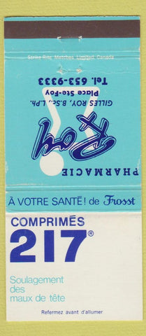 Matchbook Cover - Roy Pharmacy Place Ste Foy QC  30 Strike