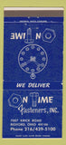 Matchbook Cover - On Time Fasteners Bedford OH 30 Strike
