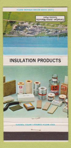 Matchbook Cover - Canadian Johns Manville Toronto ON Insulation 30 Strike