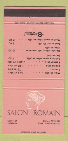 Matchbook Cover - Salon Romain St Roch Place Laurier QC girlie 30 Strike