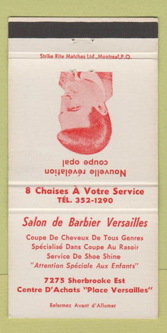 Matchbook Cover - Salon de Barbier Versailles QC 30 Strike