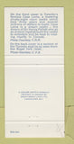 Matchbook Cover - Toronto ON Tourism Canadian Railroad 30 Strike
