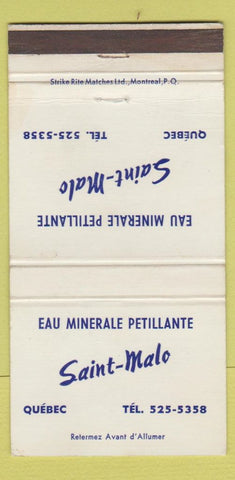 Matchbook Cover - Eau Minerale Petillante Saint Malo QC 30 Strike