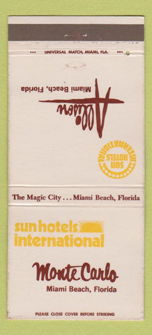 Matchbook Cover - Monte Carlo Hotel Miami Beach FL WEAR 30 Strike