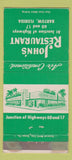 Matchbook Cover - John's Restaurant Bartow FL WEAR 30 Strike
