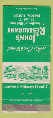 Matchbook Cover - John's Restaurant Bartow FL WEAR 30 Strike