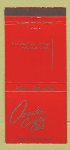 Matchbook Cover - Ozaukee Country Club Mequon WI 30 Strike
