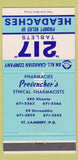 Matchbook Cover - 217 Pharmacy Provencher's St Lambert QC 30 Strike