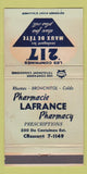 Matchbook Cover - 217 Pharmacy Lafrance QC WORN 30 Strike