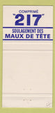 Matchbook Cover - 217 Pharmacy Grande Allee Quebec QC 30 Strike