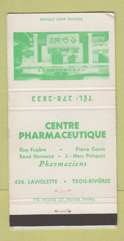 Matchbook Cover - Centre Pharmacy Drug Trois Rivieres QC 30 Strike