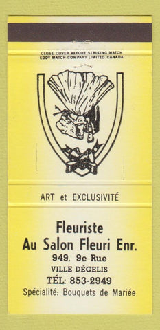 Matchbook Cover - Fleuriste Au Salon Floral Ville Degelis QC YELLOW 30 Strike
