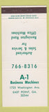 Matchbook Cover - A1 Business Machines East Point GA Remington Rand 30 Strike